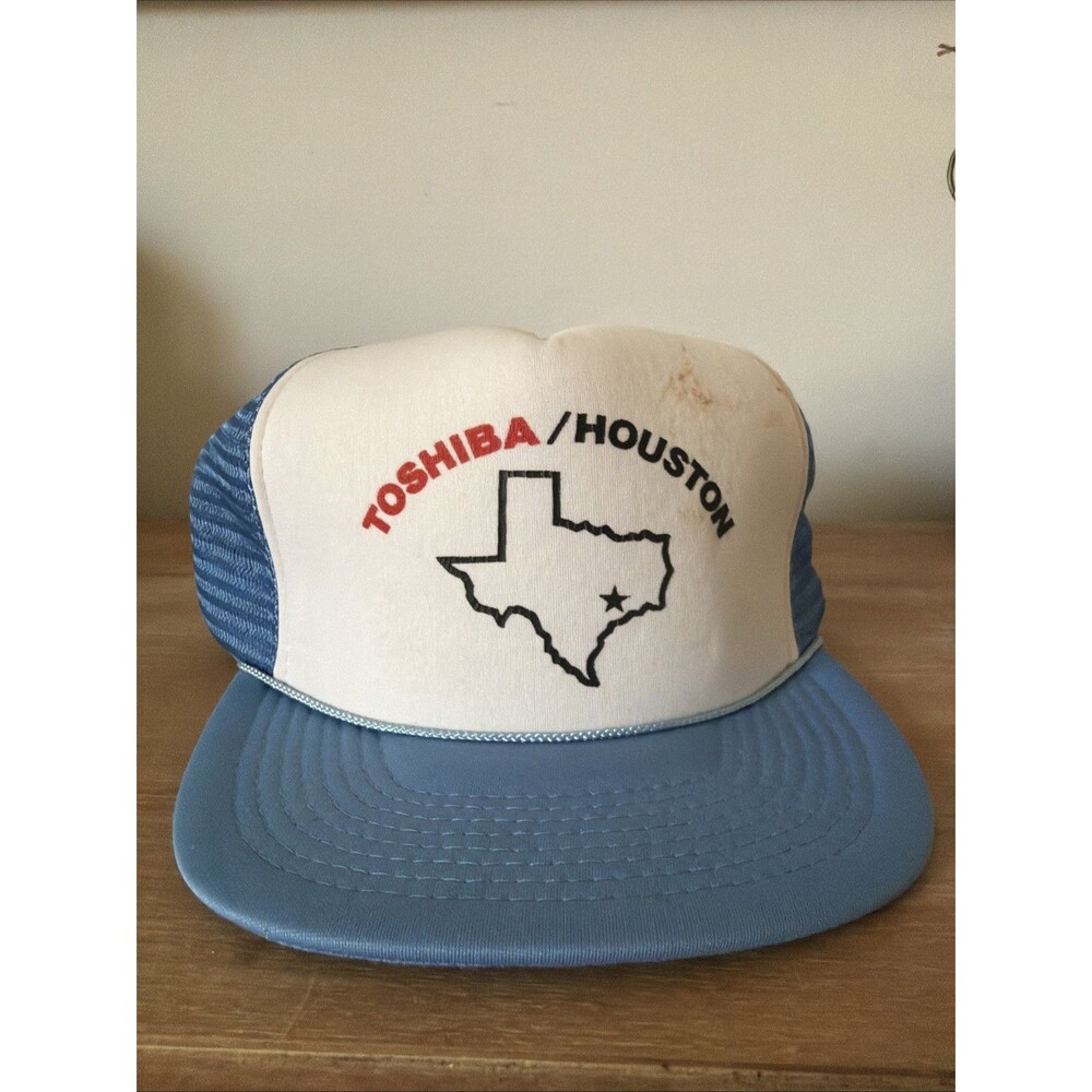Toshiba Houston Snapback Trucker Hat Baseball Rope Blue White